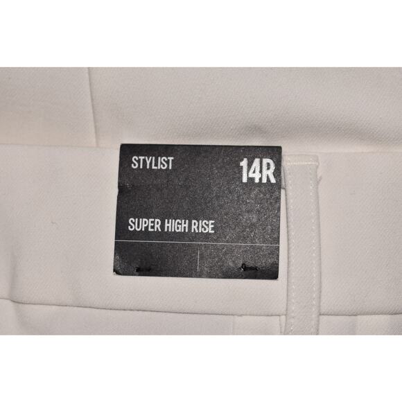 EXPRESS NEW $88 White Stylist Super High Rise Tapered Trouser Pants Size 14 - Picture 3 of 4